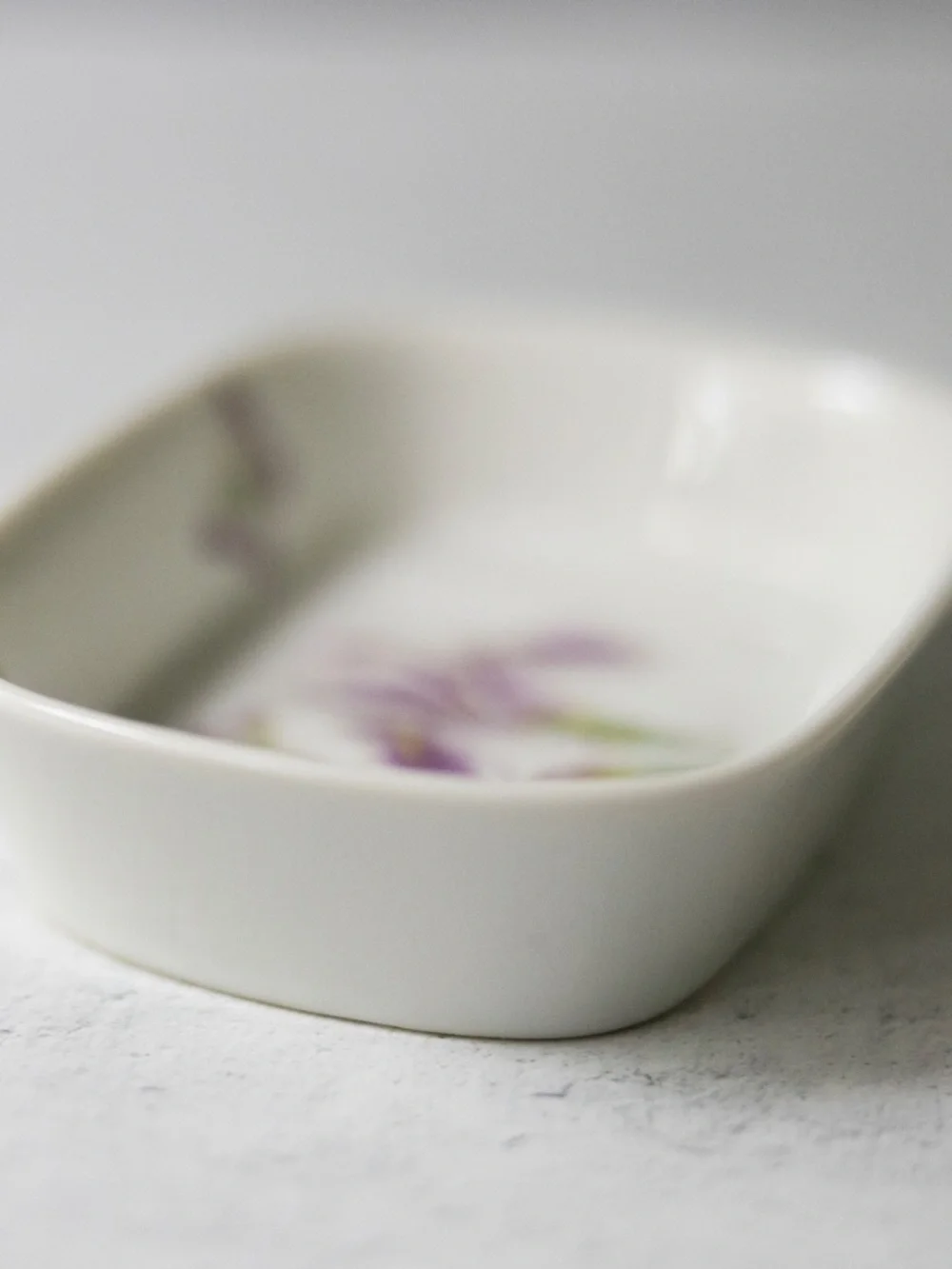 Vintage Takahashi Medley Japanese purple iris butterfly ceramic soap dish